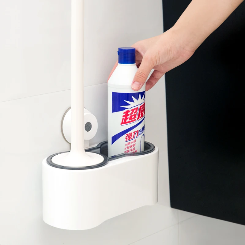 Bathroom cleaner  toilet brush plastic round cleaning brush with handle