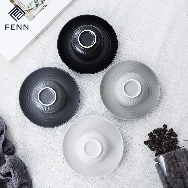 Nordic Square Vertical Lines  Afternoon Tea Creative Ceramic Tea Set Coffee Cup and Saucer