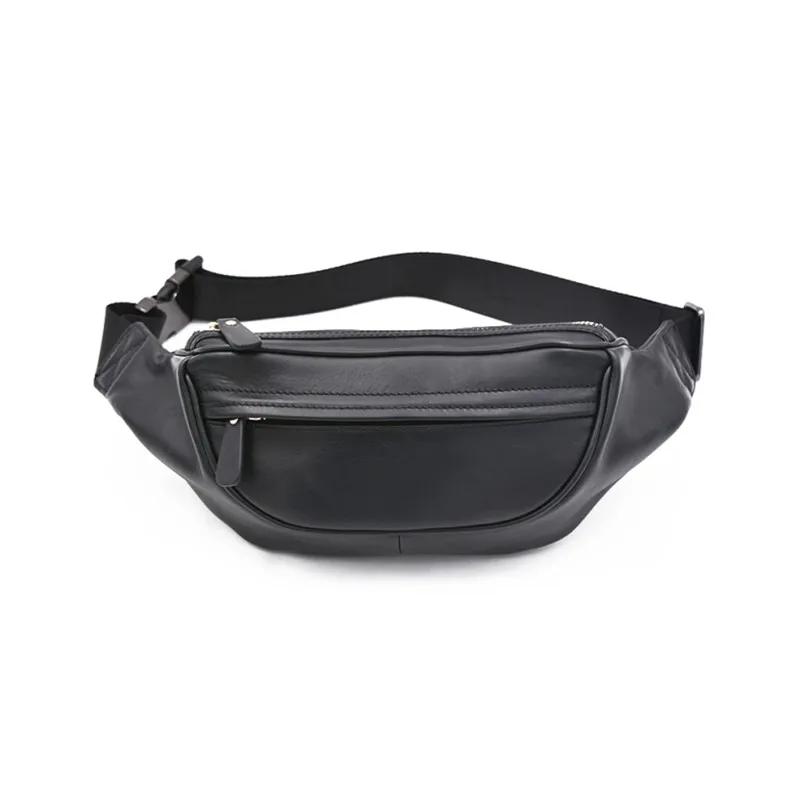 custom real cow leather luxury fanny pack mens waist bum bag