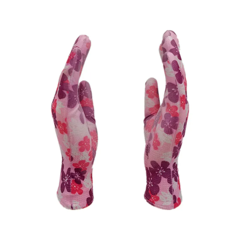 Breathable PU Coated  Colorful Printing Light Liner Work Gloves Best Quality Gardening Gloves