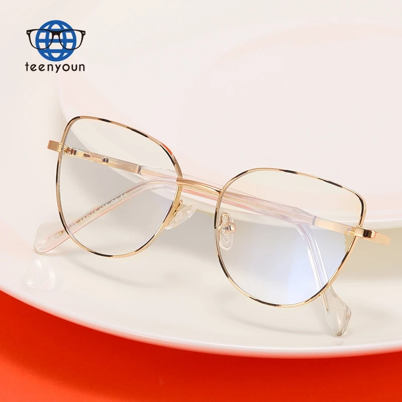 Teenyoun 2023 New Cat Eye Round Optical Glasses Frames Eyeglasses Anti Blue Light For Women Men Eyewear Wholesale