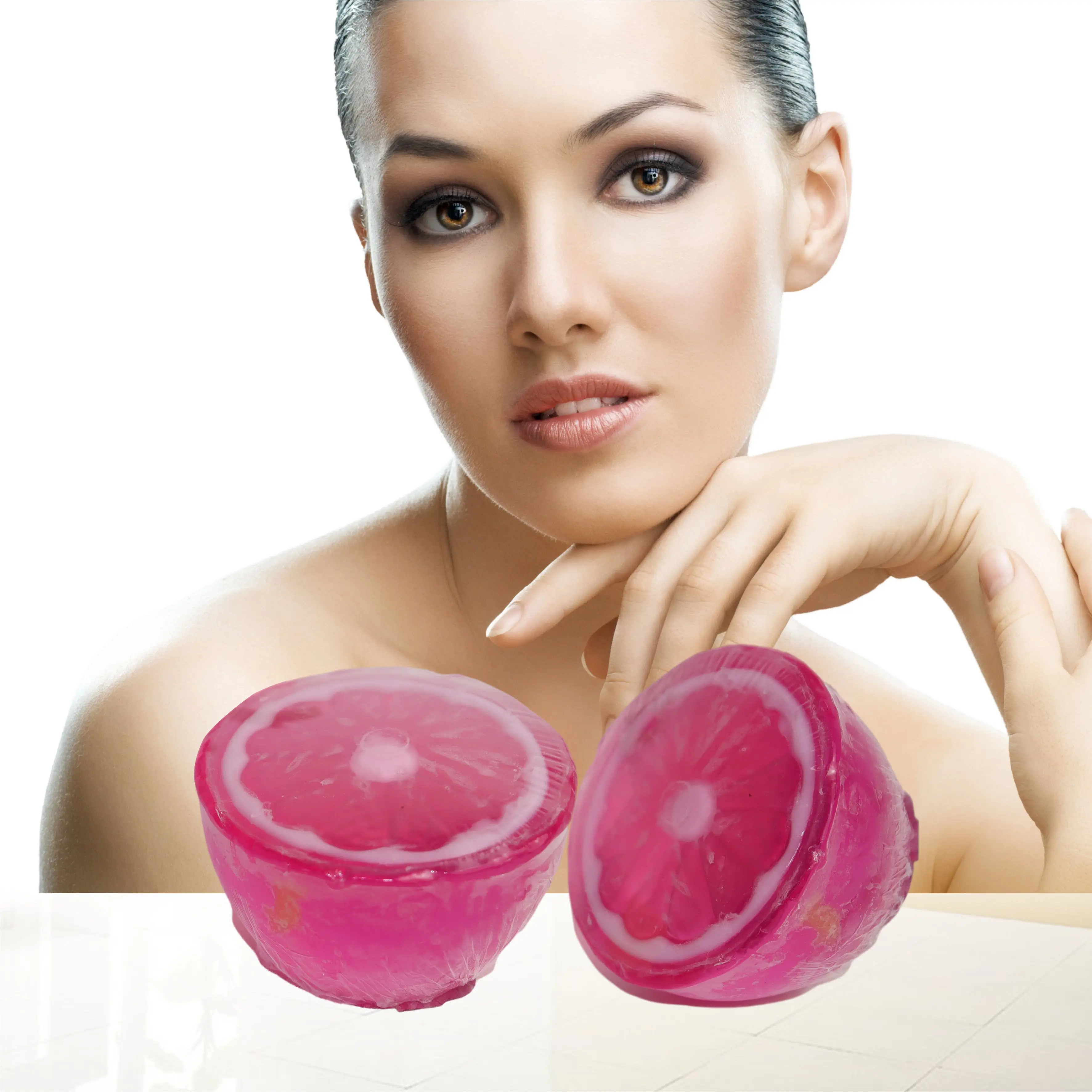 Private Label 100g Handmade Organic Vitamin C Beauty Bath Fruit Soap Lemon Quick Clean Skin Whitening Ball Small Soap