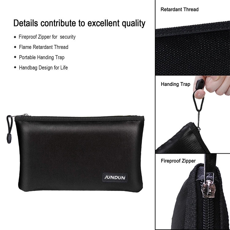New type high quality customizable fireproof document bag waterproof envelope file folder cash pouch money lipo safe bag
