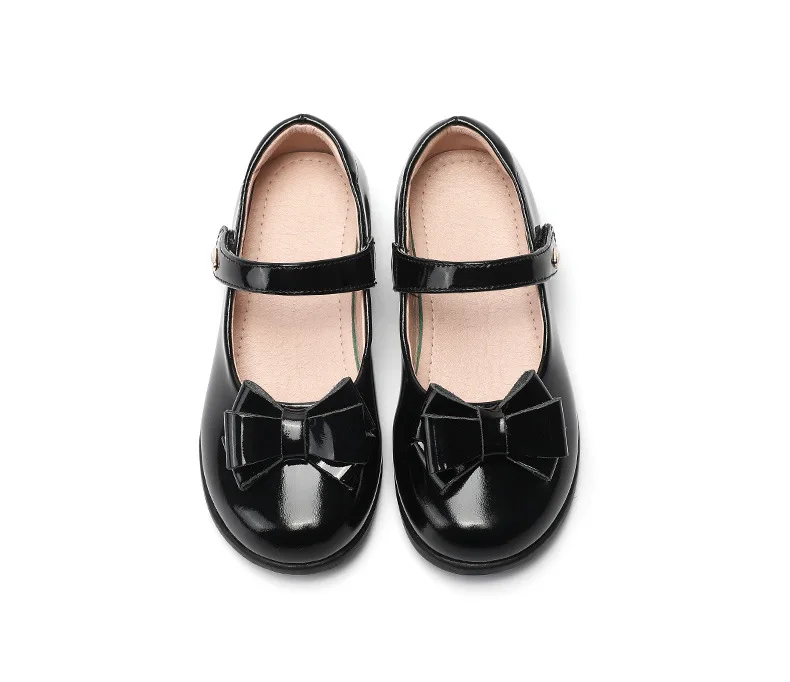 
Spring 2020 Girls Genuine Leather Flats Toddler/Little/Big Kid School Uniform Bow Mary Jane Children Show Princess Dress Shoes 