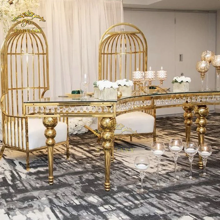 Dreamlike wedding furniture silver dining event serpentine table half round table