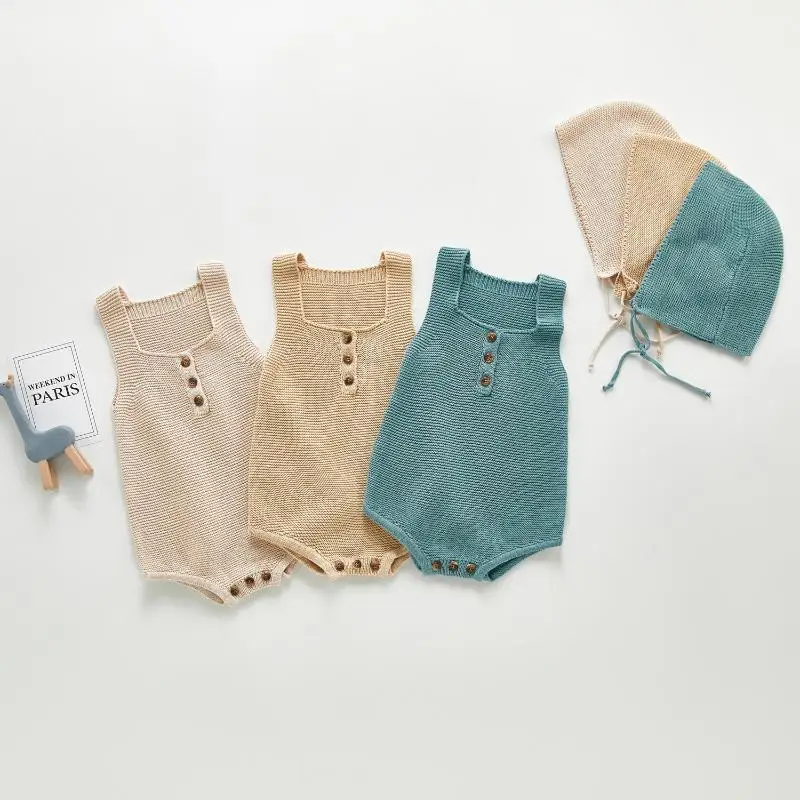 Wholesale Organic Knitted Newborn Clothing Baby Girl Romper Jumpsuit Clothes Cotton Romper