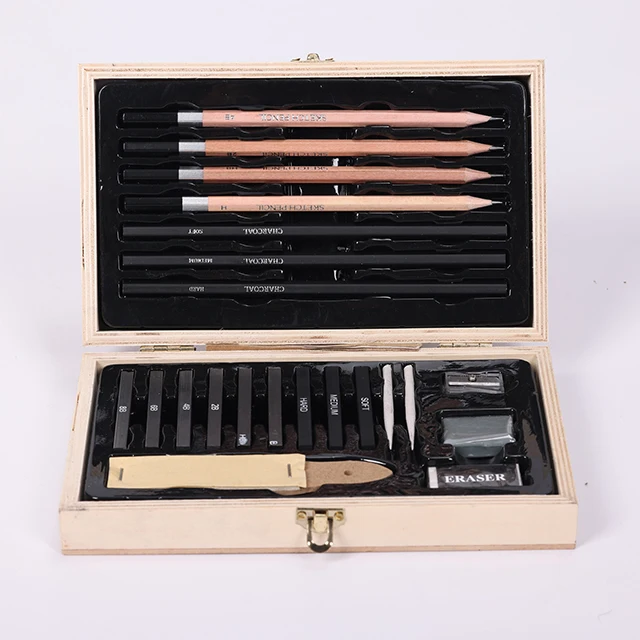 Wood drawing box sketch pencil art set art supplies stationery set for professional artist