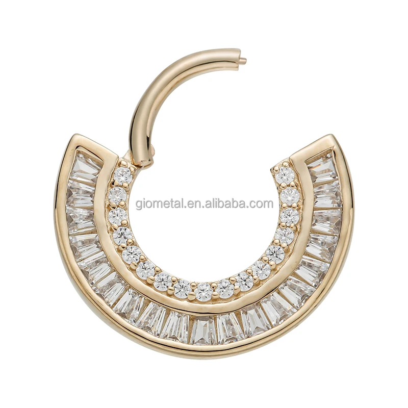 Giometal 14K Solid Gold Hinged Segment Rings Septum Clickers Earrings nose conch daith Luxury Piercing Body Jewelry Factory