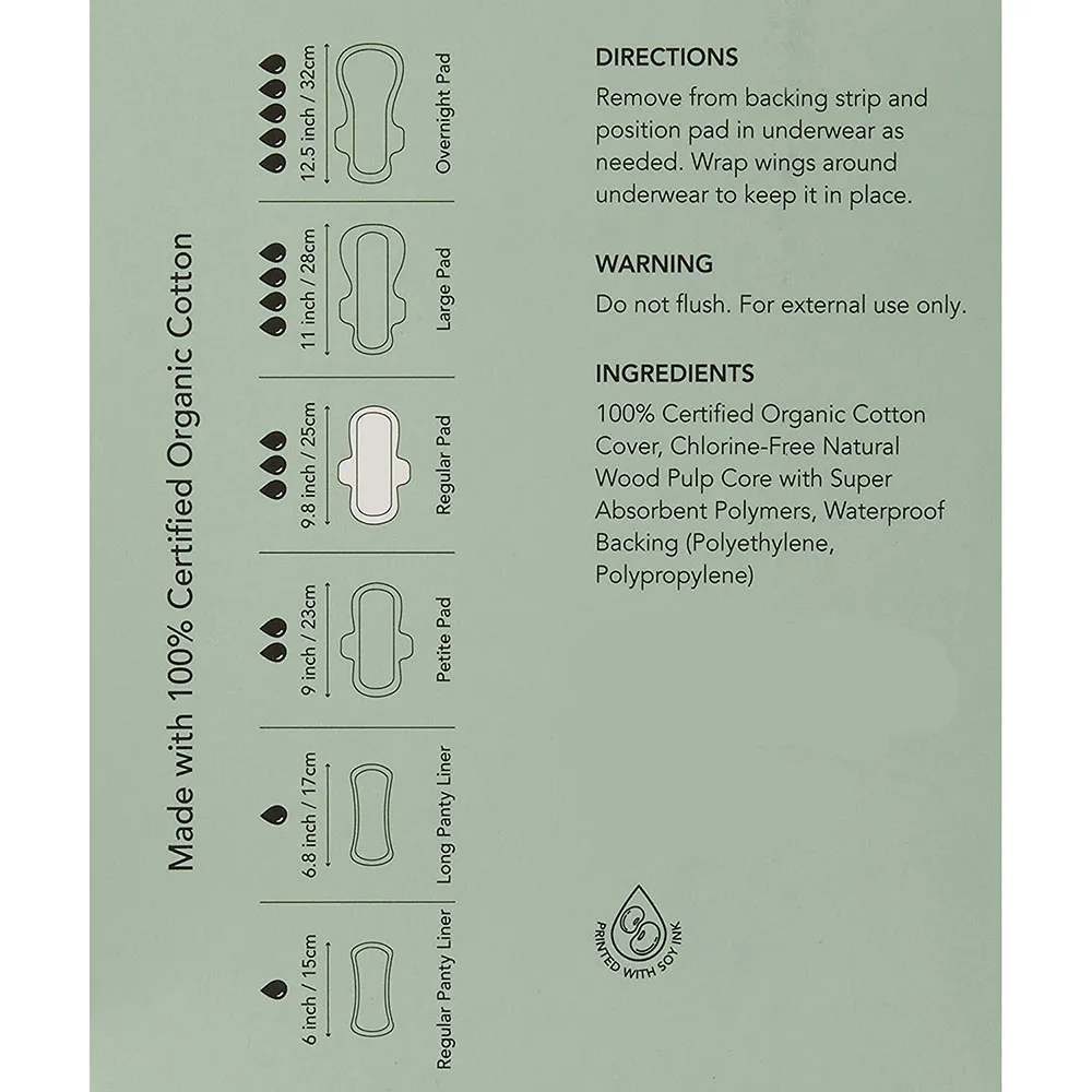 Custom Sanitary Napkin Organic Cotton Cover Pads Ladies Feminine Comfortable Sanitary Pads