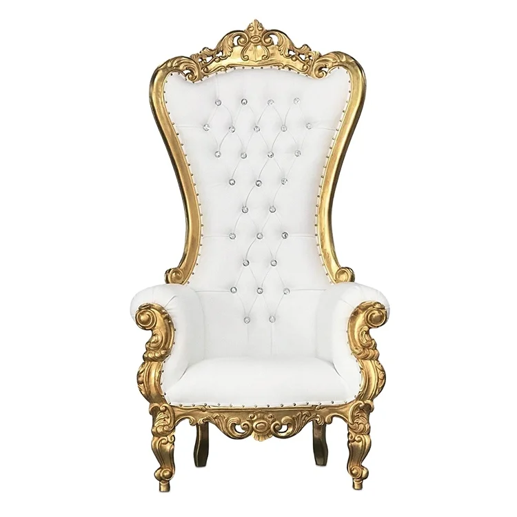 Top Grade Party Banquet Hotel Luxury Wedding High Back King and Queen White Leather Sofa Throne Chairs