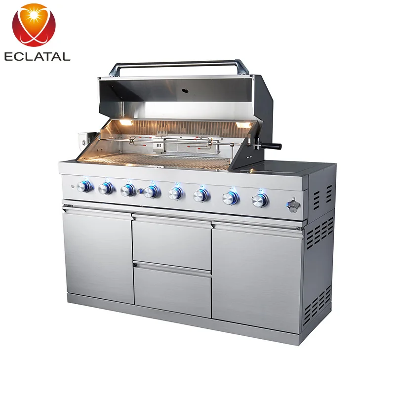 Outdoor Garden High End Stainless Steel 7 Burners Gas Grill Barbecue Grill Machine BBQ