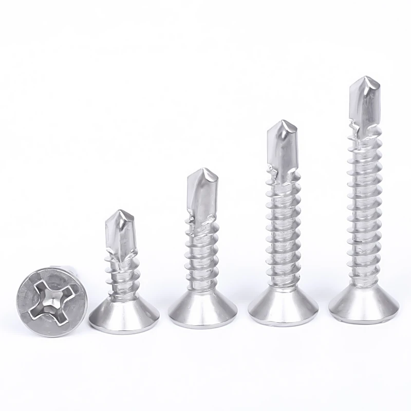 Stainless Steel Countersunk Flat Head Cross Recessed Screws Self Drilling Screw Din7504P