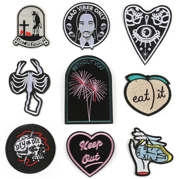 Wholesale Custom Design High Quality Logo For Clothing Iron On Badge Embroidery Blank Sublimation Woven Label Patches