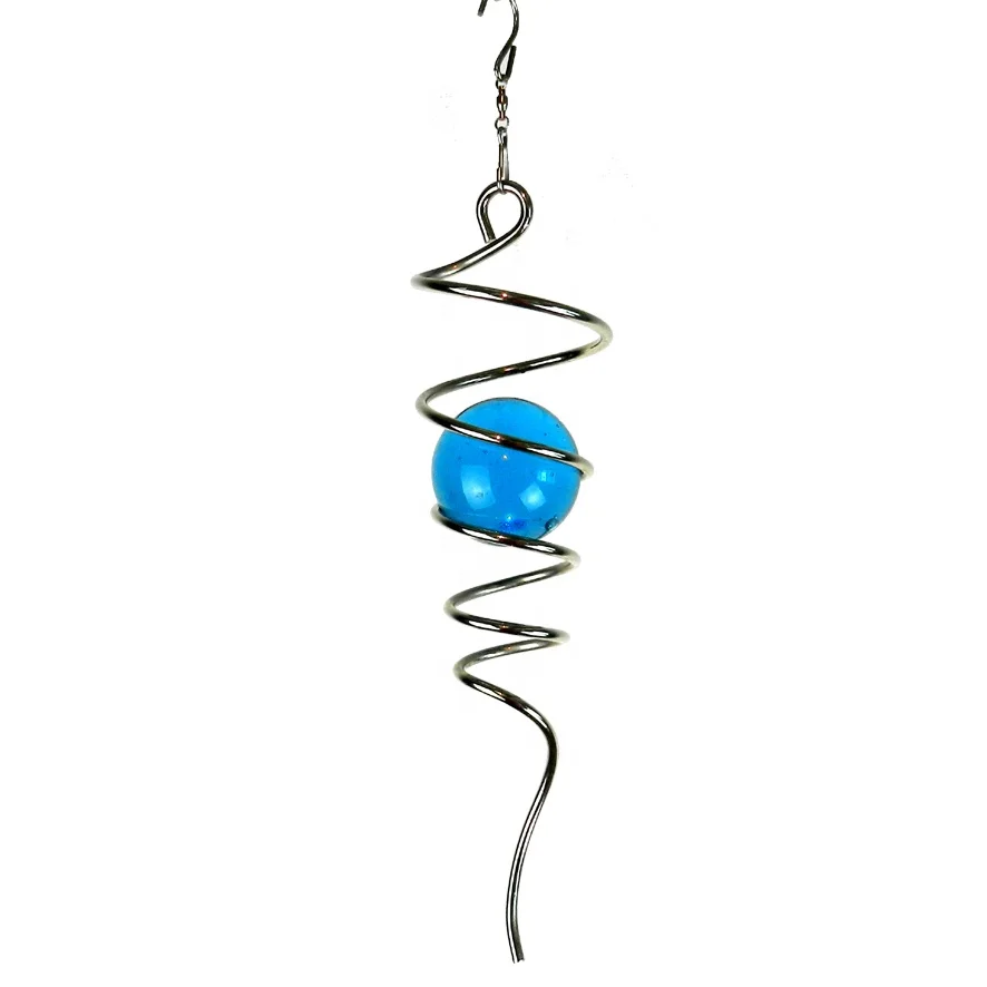 
wind spinner--spiral w/light blue gazing ball 