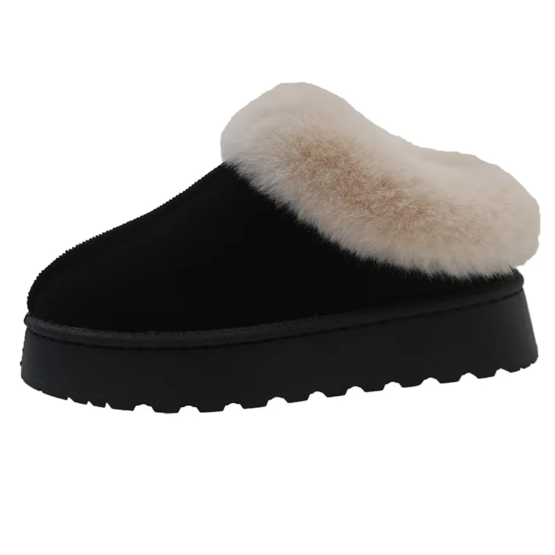 2024 осенние и зимние новые женские сапоги с толстой подошвой круглым носком утолщенной плюшевой подкладкой внутри