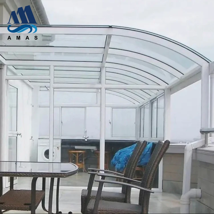 Amas All Season Canopy Powder Coated Polycarbonate Roof Awning Terrace Cover Impact Resistance Patio Cover