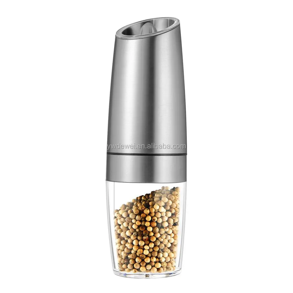HOT SELL  Gravity Battery Operated Stainless steel   Electric Pepper Mill  Spice Grinder