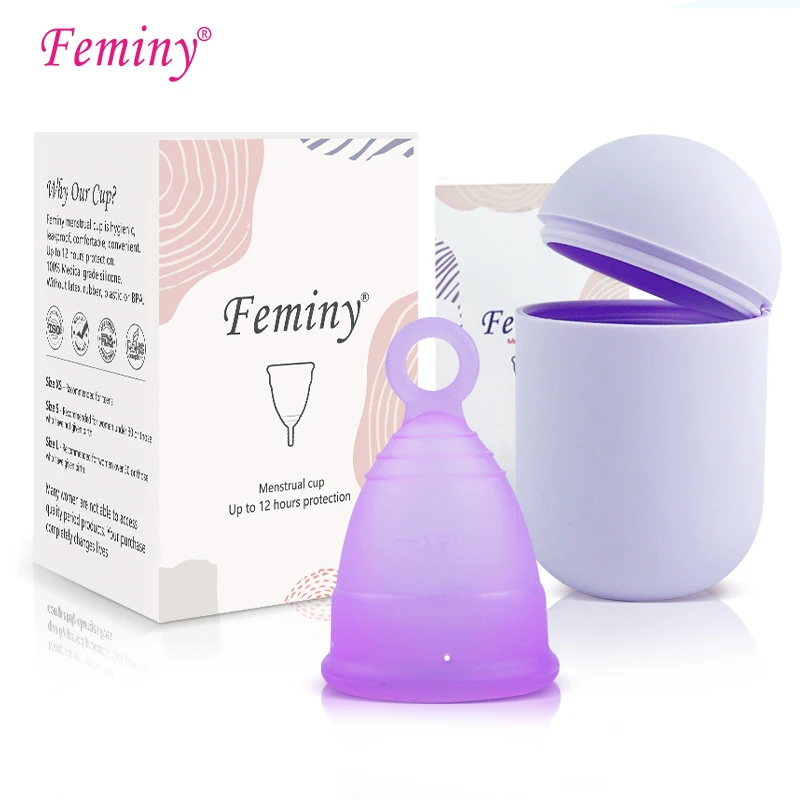 Wholesale Medical Silicone Menstrual Period Cup With Full Loop Ring Menstruation Period Flow Cup Lucky Ring Cup