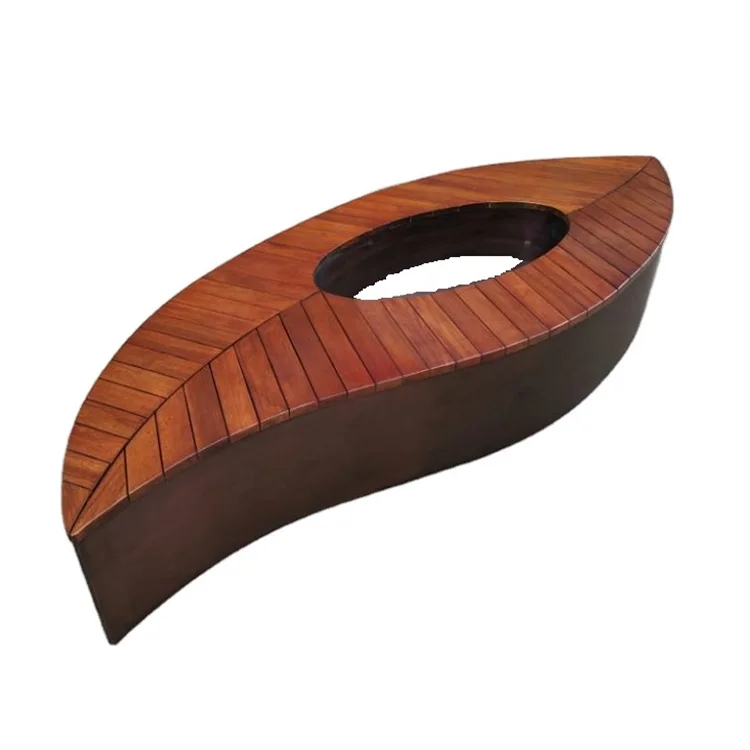 Mirror stainless steel wood and steel bench outdoor leisure metal park bench