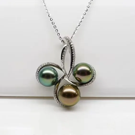 High quality Tahiti  Southsea Akoya Loose Pearl Strong Luster Roundness Saltwater Pearl Colorful Black Pearl Necklace Jewelry