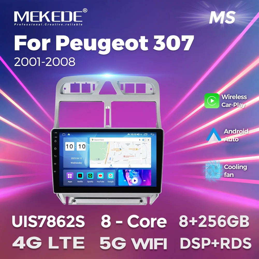 Mekede MS 8-ядерный 8 + 256 ГБ IPS экран DSP RDS CP автомобильный DVD-плеер видео дисплей для Peugeot 307 2001-2008