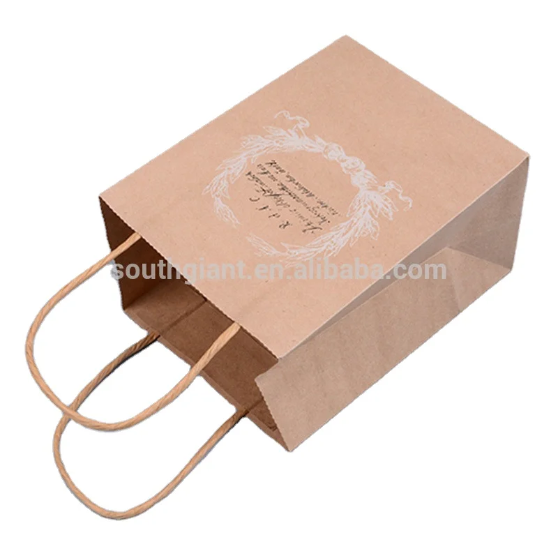 
Recycle Craft Kraft Shopping Retail Take Away Paper Brown Bag with Logos 