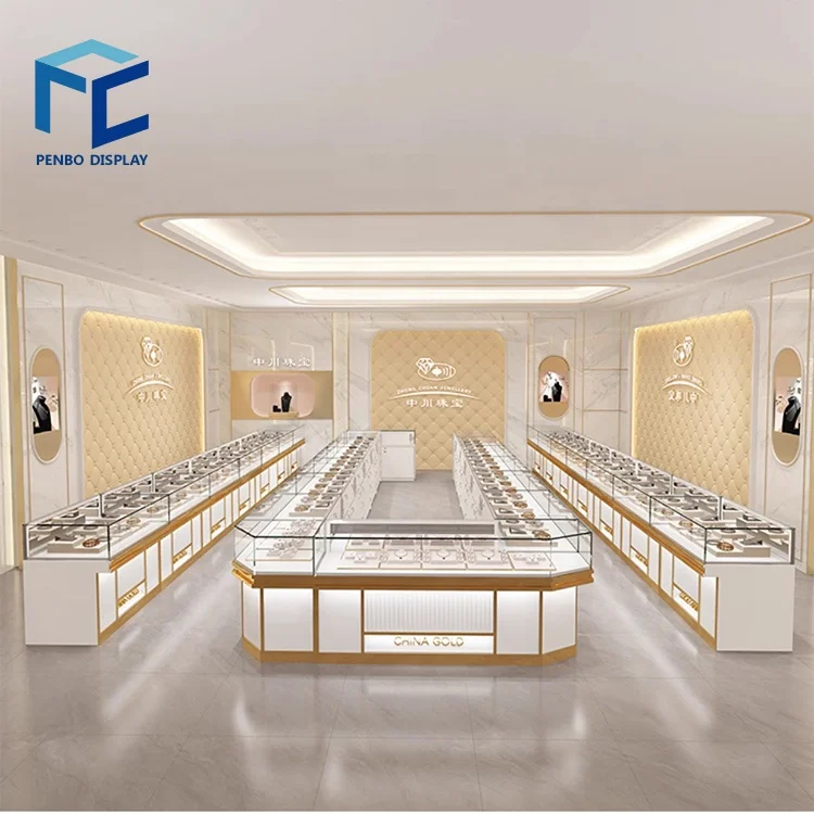 Custom Modern Mall Kiosk Watches Pearl Store Furniture Decoration Jewelry Display Counter Cabinet Showcase for Gold Jewelry Shop