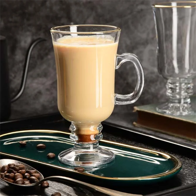 hot sale wholesale Irish coffee glass milk  mug with handle