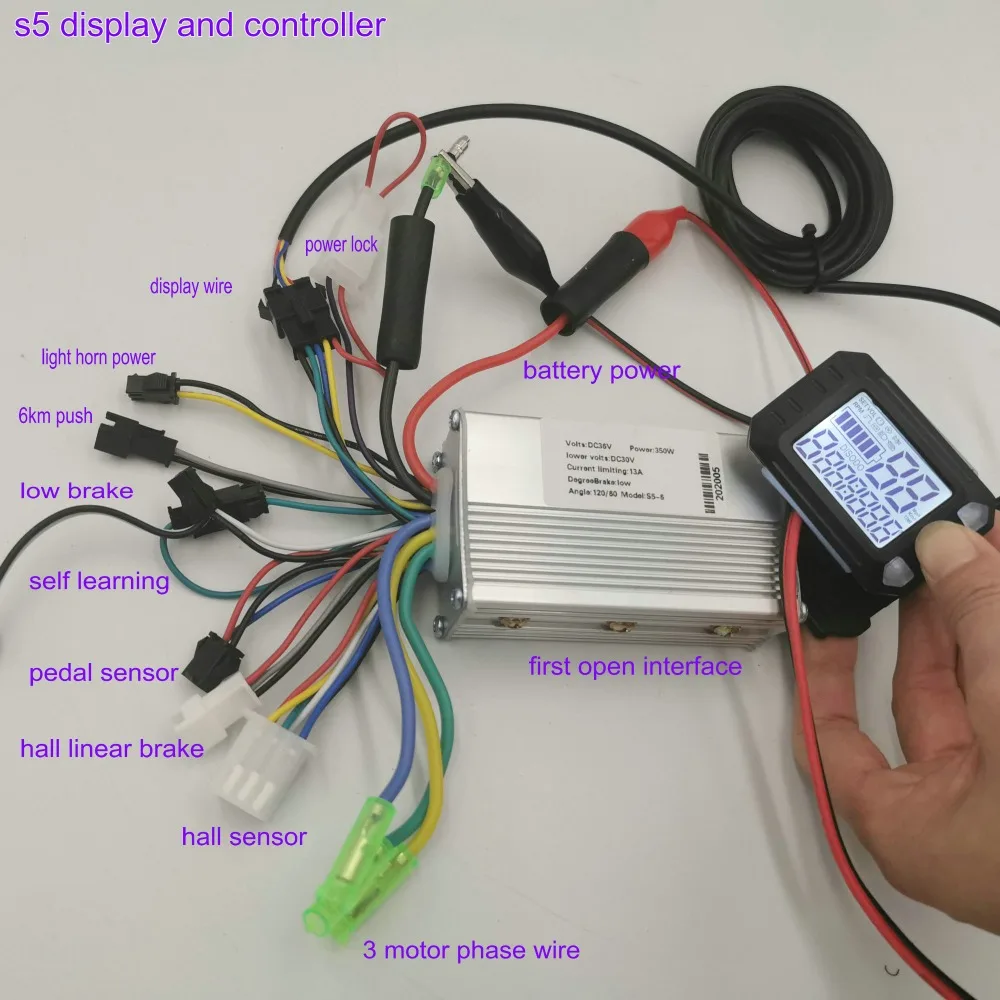 ЖК-дисплей S5 с переключателем переключения передач и 36v48v250w350w контроллер для электрического скутера электровелосипеда скейтборда горного велосипеда ATV
