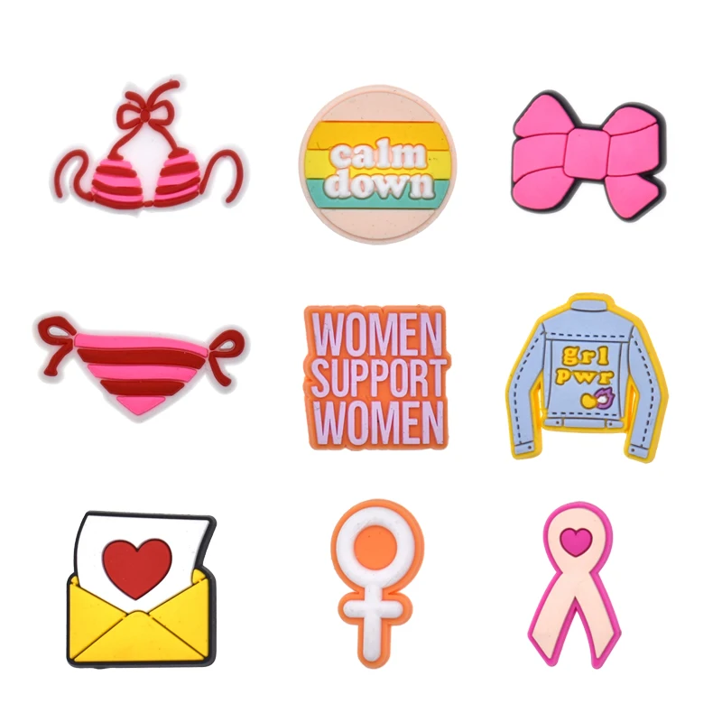 Popular Korean band Shoe Decorations Charms Fashion Designer Accessories Buckle Black Pink Shoe Charms For Idol Fens