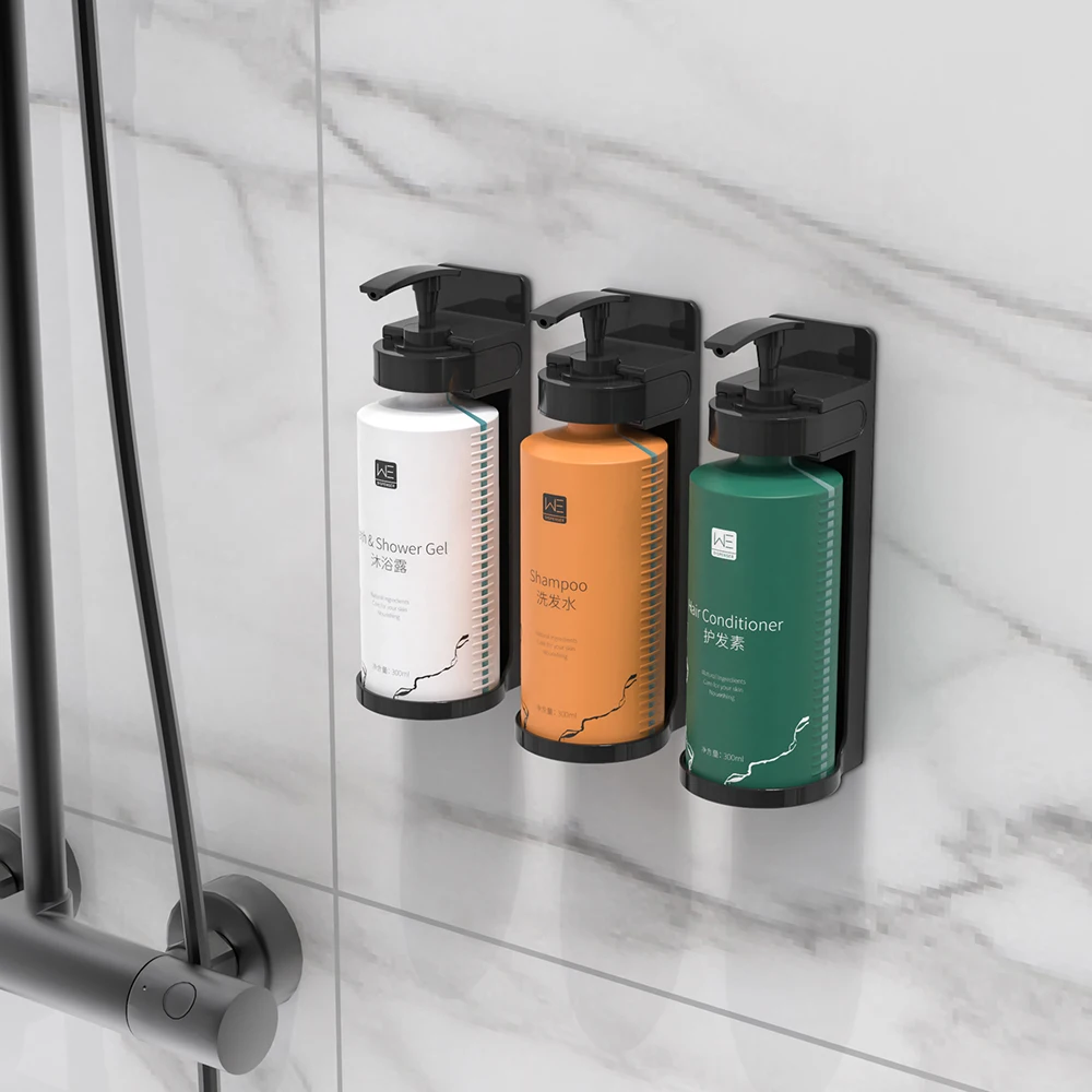 Most Popular Magnetic Hotel Manual Liquid Soap Dispenser Bracket Plastic Shower Gel Bottle Holder Wall Mount Shampoo Dispenser