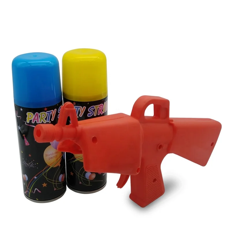 high-quality 150ML non-flammable Party String with Toy-Gun /Crazy Ribbon with Toy-Gun