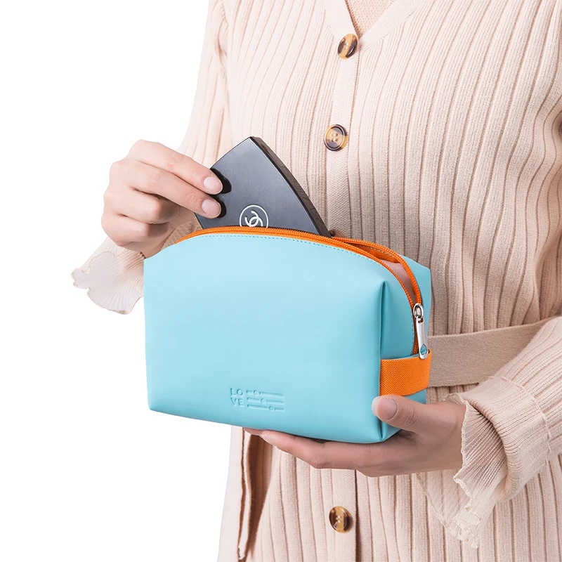 Latest travel PU leather cosmetic organizer pouch lady girls makeup brush holder bag