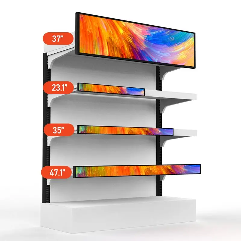 15 19 23 24 29 inch Shelf Edge Digital Signage Led Backlight LCD Screen Supermarket Shelf Advertising Stretched Bar LCD Display