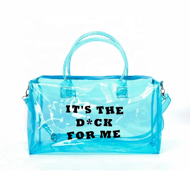 Customize clear handbag Transparent PVC Duffel Bag with Logo Hologram travel bag Pink Duffle spend a night overnight jelly bags