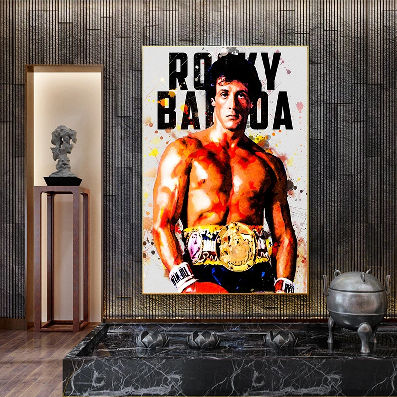 
Watercolor Abstract Rocky Balboa Boxing Bodybuilding Canvas Painting Posters Prints Wall Art Motivational Picture for Home Decor 