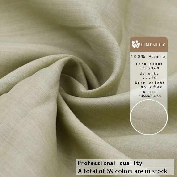 Hot sale 100 pure natural ramie yarn material women shirt summer skirt dress shirting 100% ramie fabrics for clothing