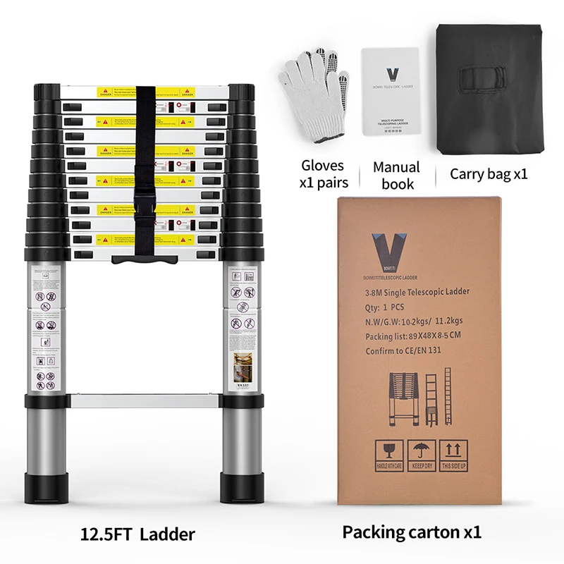 Aluminum multifunctional telescopic ladder foldable ladder suitable for family attic or attic and RV ladder rack