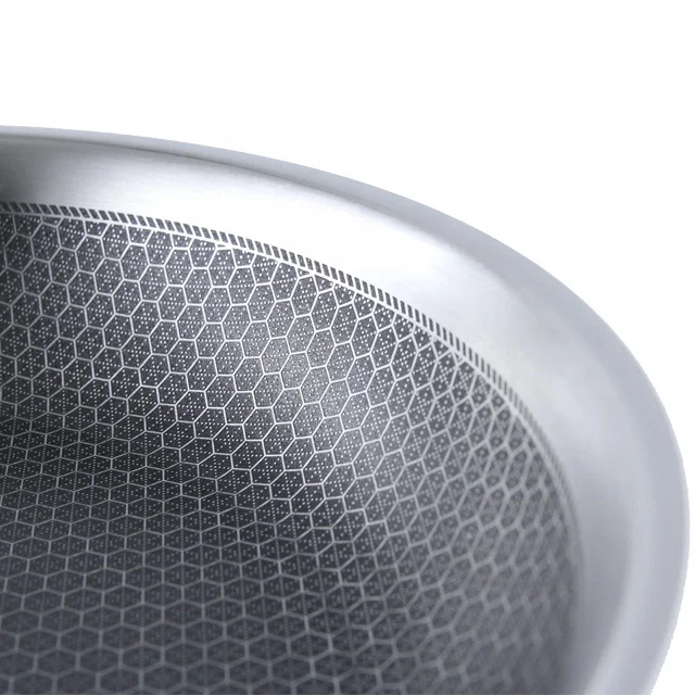 Factory Wholesale Stainless Steel Double Sides Etched Fry Pan with