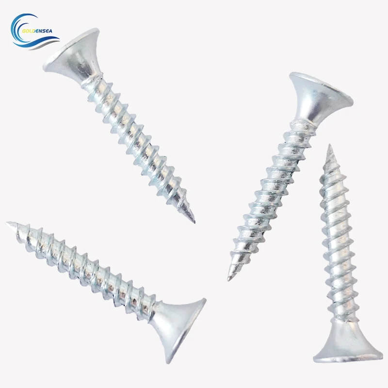 Прямая поставка с китайской фабрики, белая оцинкованная двойная плоская головка Pozi Din 7505 M7, винты для древесины из ДСП с потайной головкой