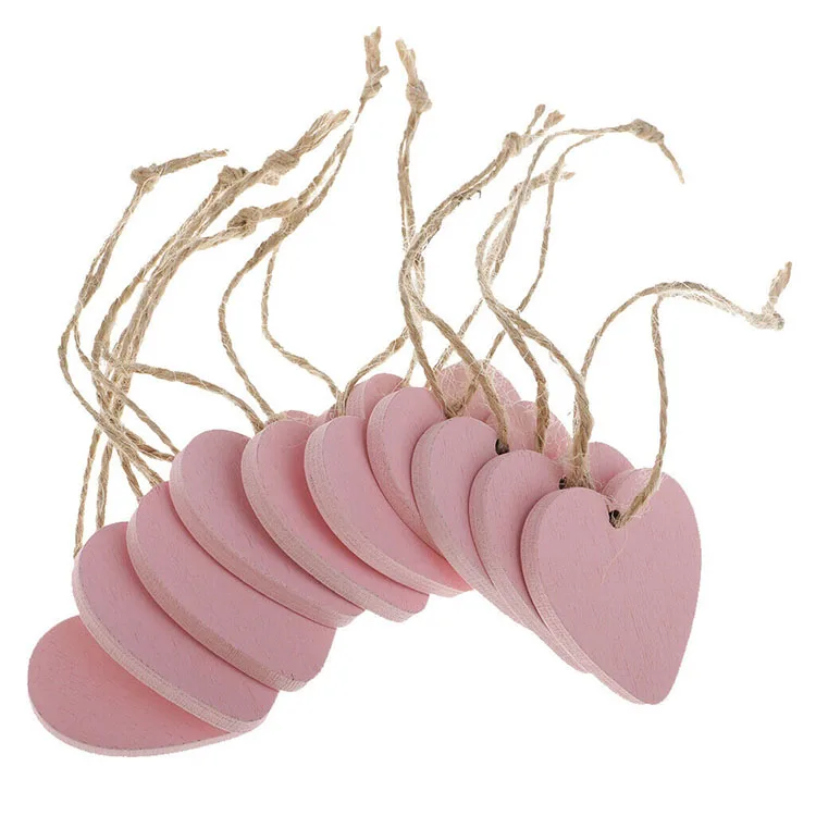 Simple Painted Small Wood Heart Message Gift Tags Signs Hanging Crafts