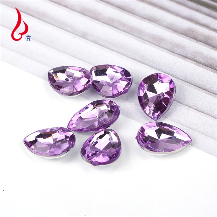 Lan Guang Hot Sale 8*13mm 2000pcs/bag Loose Pointed Back Acrylic Crystal Rhinestone Teardrop Crystal Beads For Jewelry Making