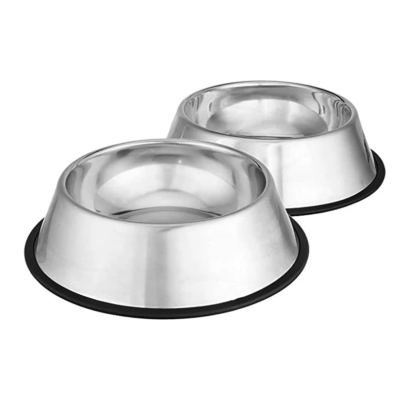 Deal Amazon best selling Basics Stainless Steel Bowl Pet Dog Water And Food Bowl, Set of 2
