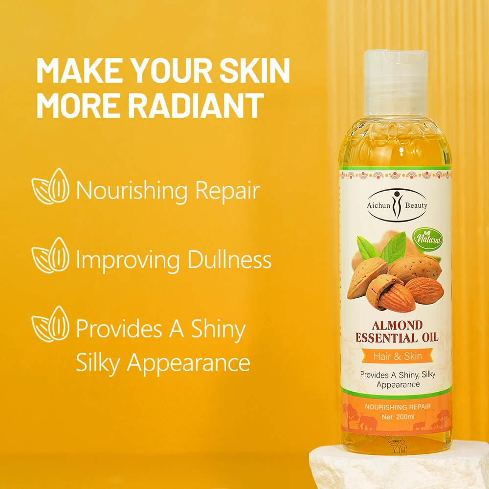 Aichun Beauty Hot Selling 100% Pure Natural Almond Essential Body Oil 7 Days Brighten Skin Improving Dullness White Massage Oil