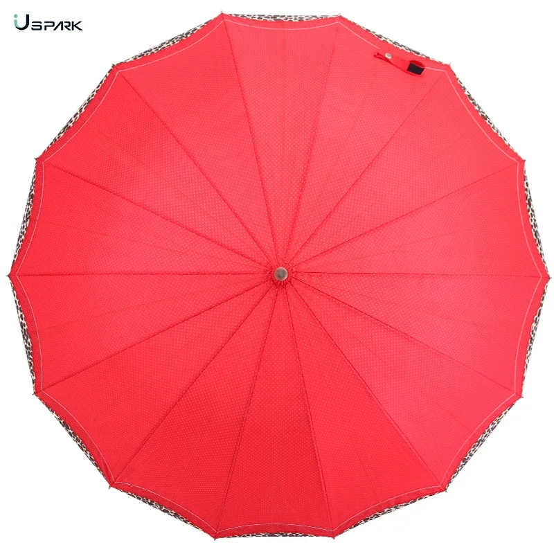 23inch Polka Dot Leopard Lace Superfine Superlight Fashion Straight Umbrella For Women