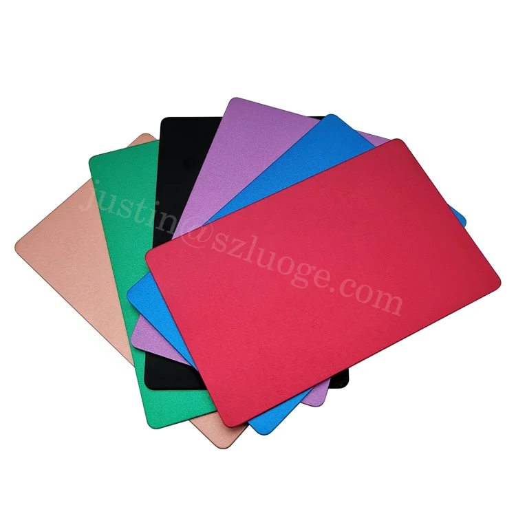 custom matte blank aluminum business cards anodized membership metal credit cards for laser engraving