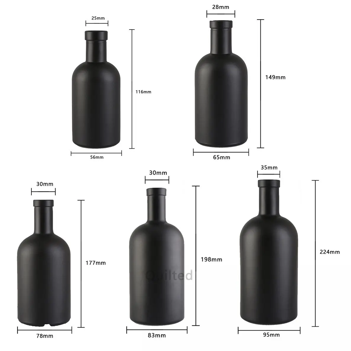 Custom Shape Spirit 100 ml l 200 ml 375 ml 500 ml 750 ml 1 Liter Gin Glass Bottle For Liquor Packaging