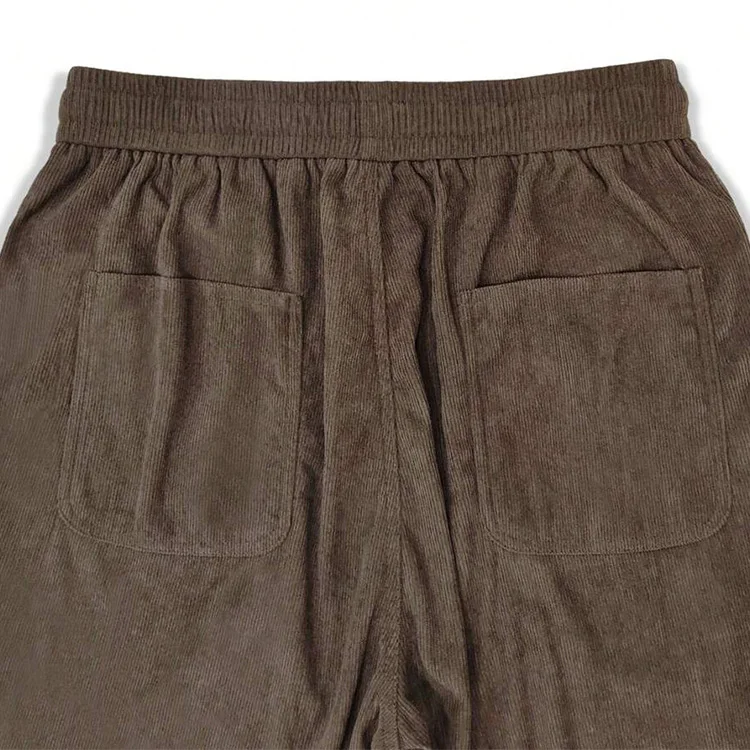Custom Mens Trousers Casual Organic Cotton Drawstring Waisted Streetwear Blank Straight Leg Corduroy Pants Men