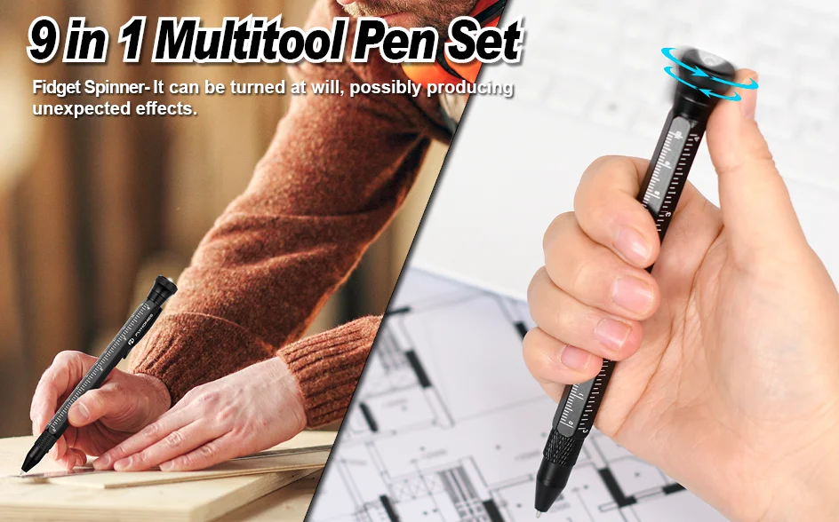 12 in 1 Multi Metal Ball Pen led light ballpoint Bottle Opener Phone Stand  with Ruler and Two-head Screwdriver Gifts for Man