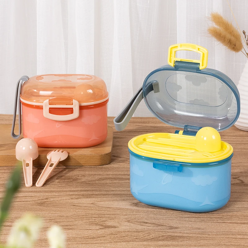 New Arrival Baby Milk Powder Storage Box Cereal Food Snacks Container Travel Snap Fastener Silicone Plastic Formula Dispenser